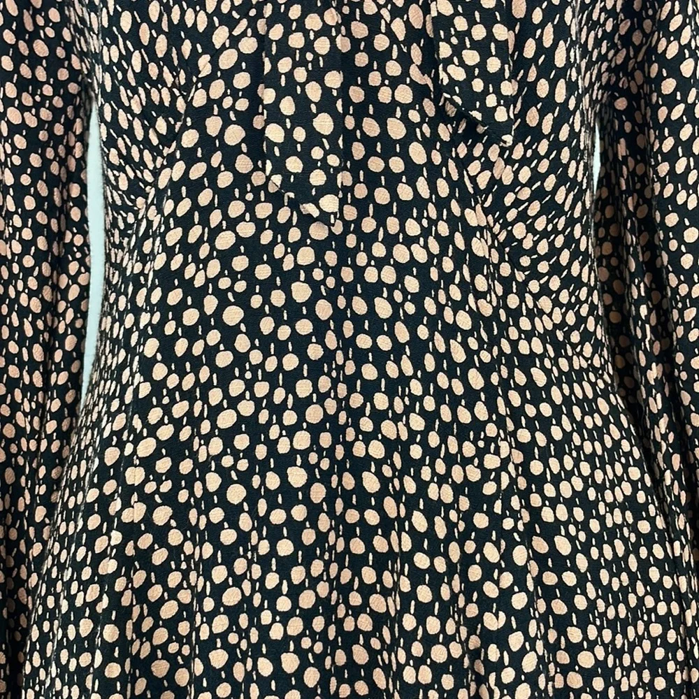 Free People Black with Pink Dots Long Sleeve Mini Dress. Size Small. - Picture 4 of 12